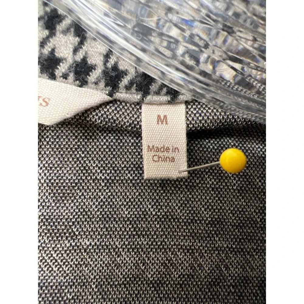 Soft Surroundings Houndstooth Jacket Womens M Brown Plaid Knit Pleated Coat